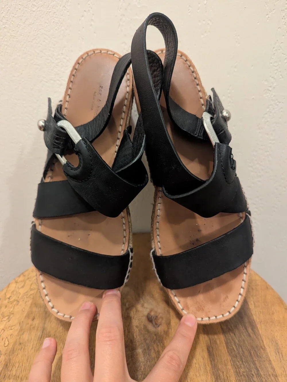 Rag & Bone August Platform Espadrille Sandals, Black (SIZE 36.5)